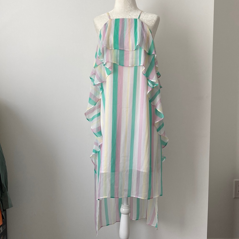 BCBGENERATION Striped Tiered Ruffle Dress